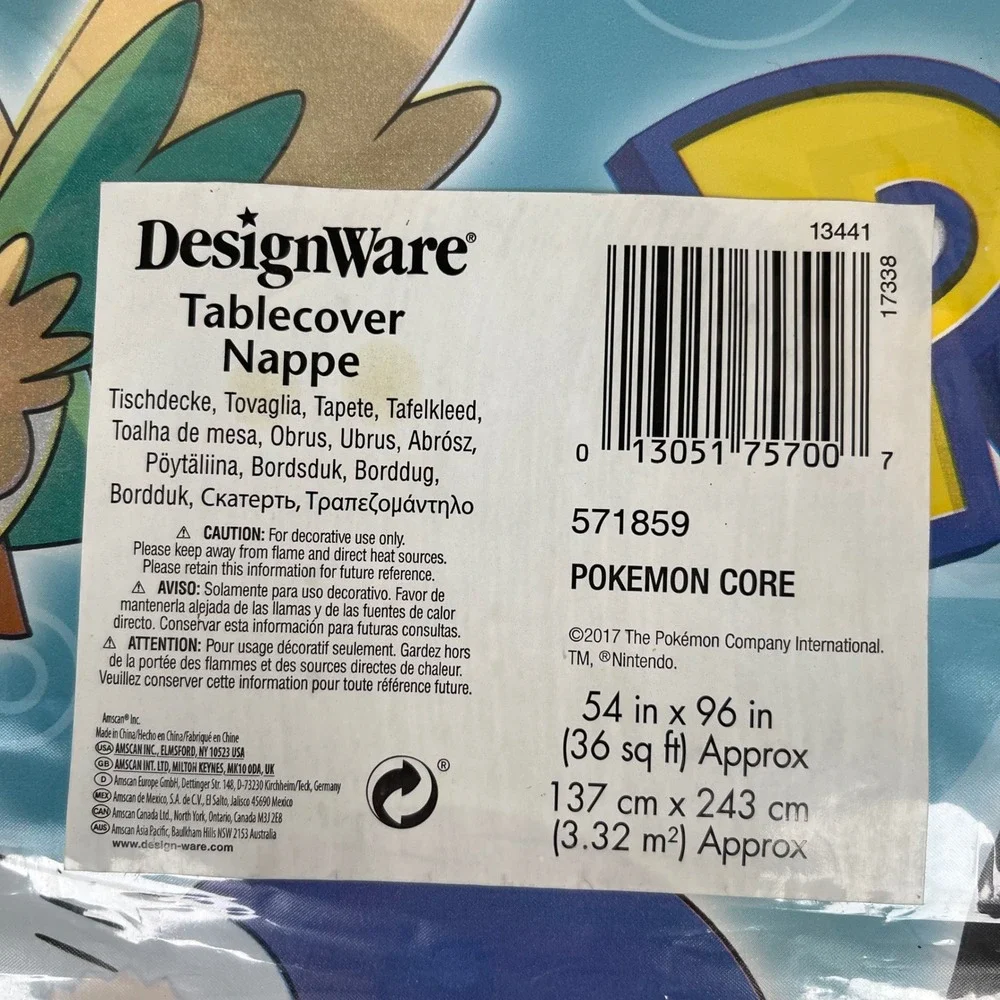 Pokemon Core Party Supplies Plates Loot Bags‎ Tablecover Pikachu Rowlet 2017
